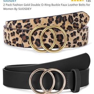 Cheetah Print and Black Two Pack Belt